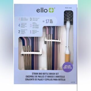 Ello 17 piece straw and bottle brush set